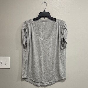 Express Light Gray Ruched Sleeve Blouse